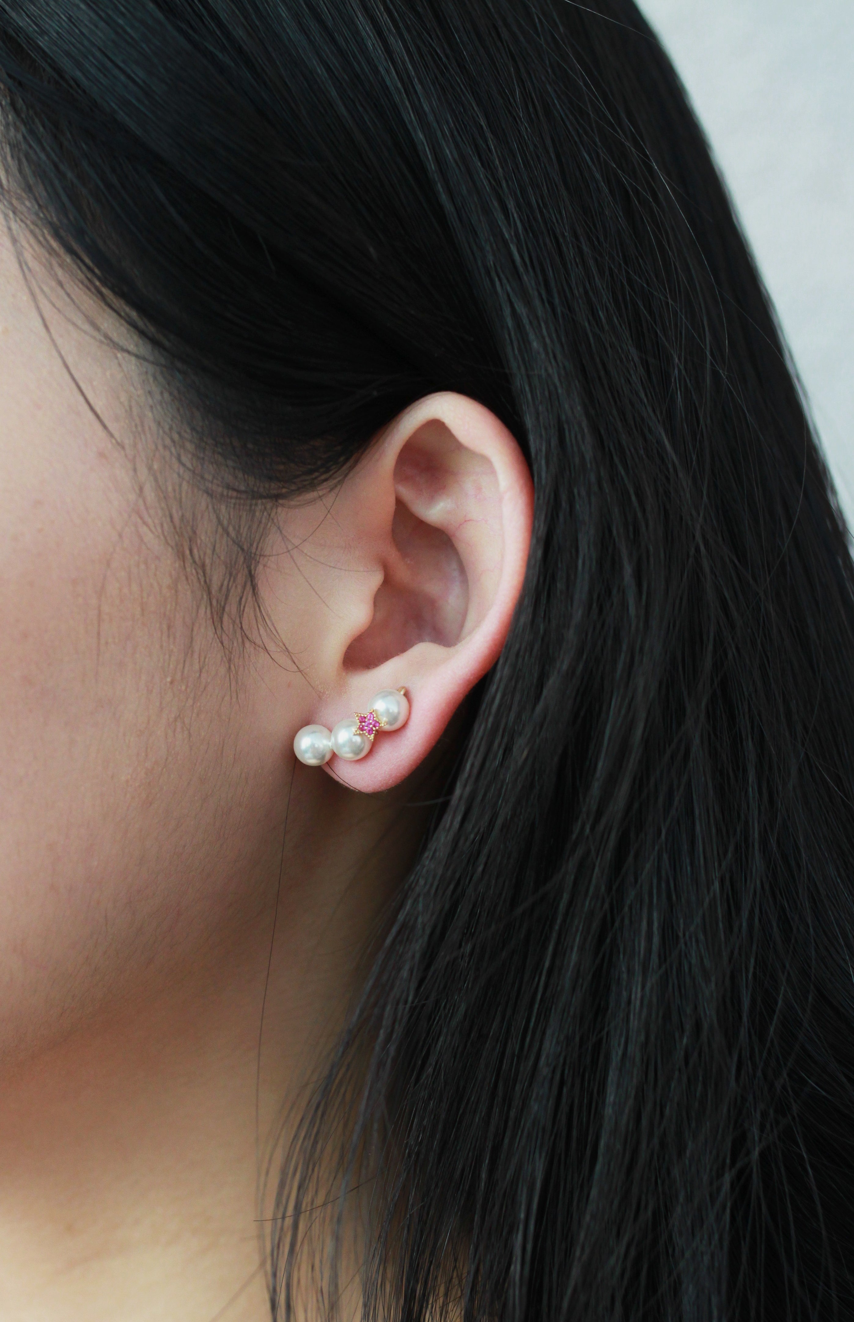 造型鋯石水晶珍珠14k包金耳針耳夾