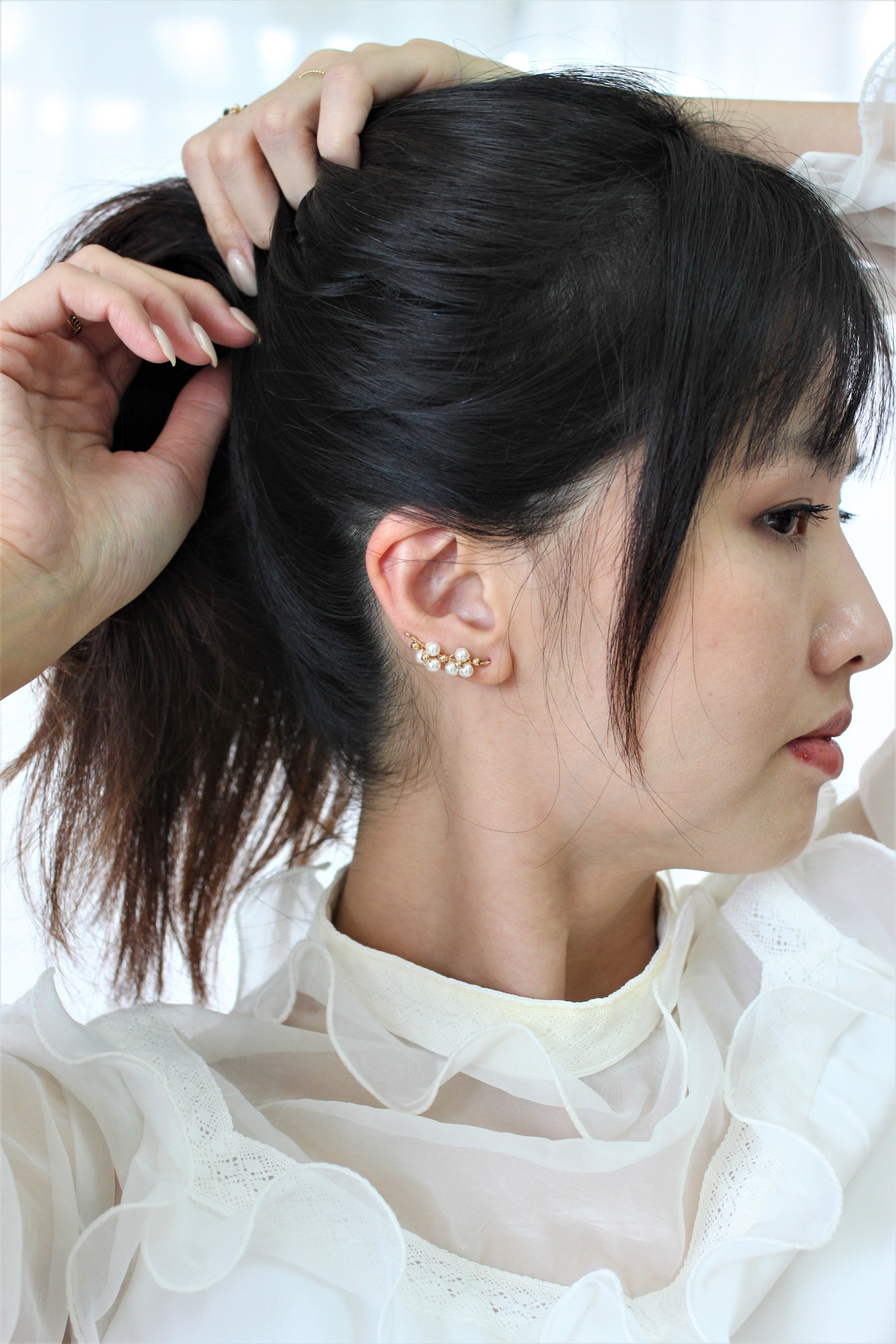 綻放-水晶珍珠耳環 耳夾耳針共用款